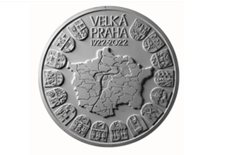 Stříbrná mince Založení Velké Prahy 2022