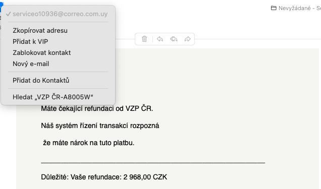 Podezřelá adresa odesílatele | Epeníze Podezřelá adresa odesílatele
